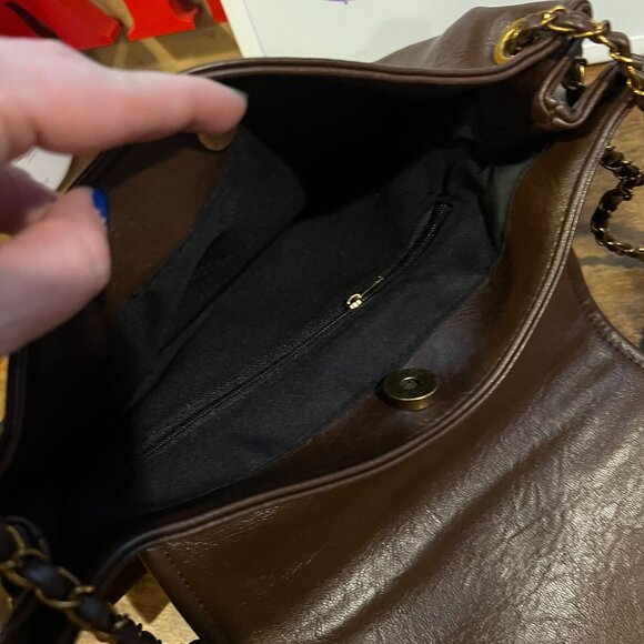 Designer inspired chocolate brown shoulder bag handbag purse - Picture 4 of 7